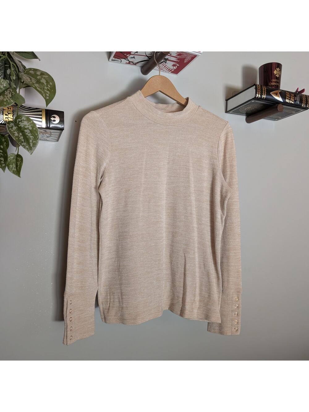 Rafaella | Mockneck Snap Cuff Long Sleeve Lightweight Sweater | XSmall